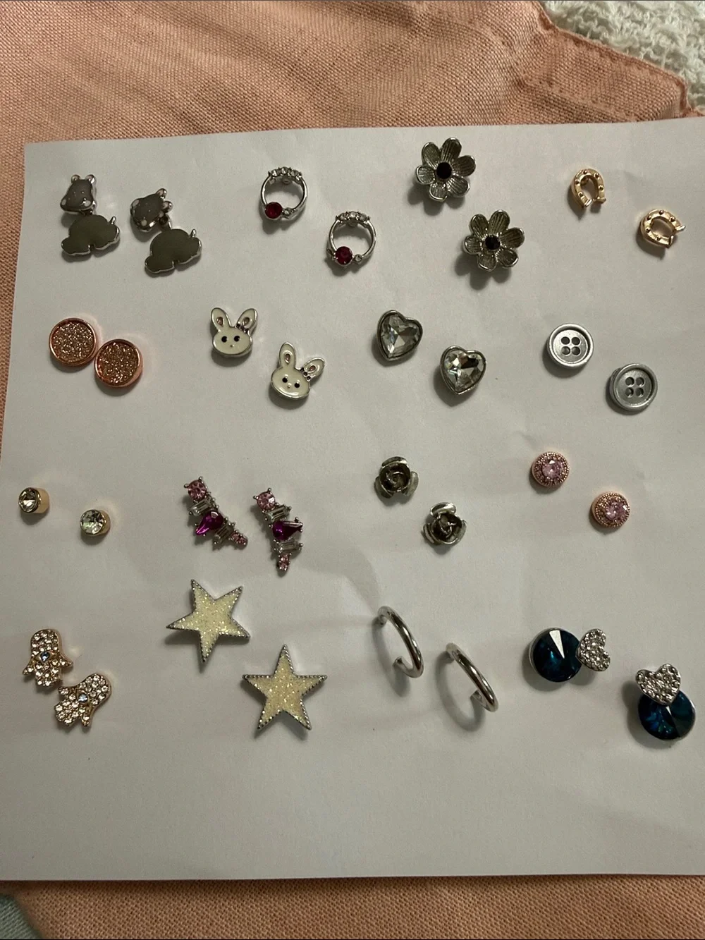 Kids Sparkle Assorted Stud Earring Set - Silver, Pink, Blue